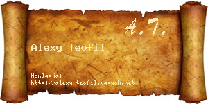Alexy Teofil névjegykártya